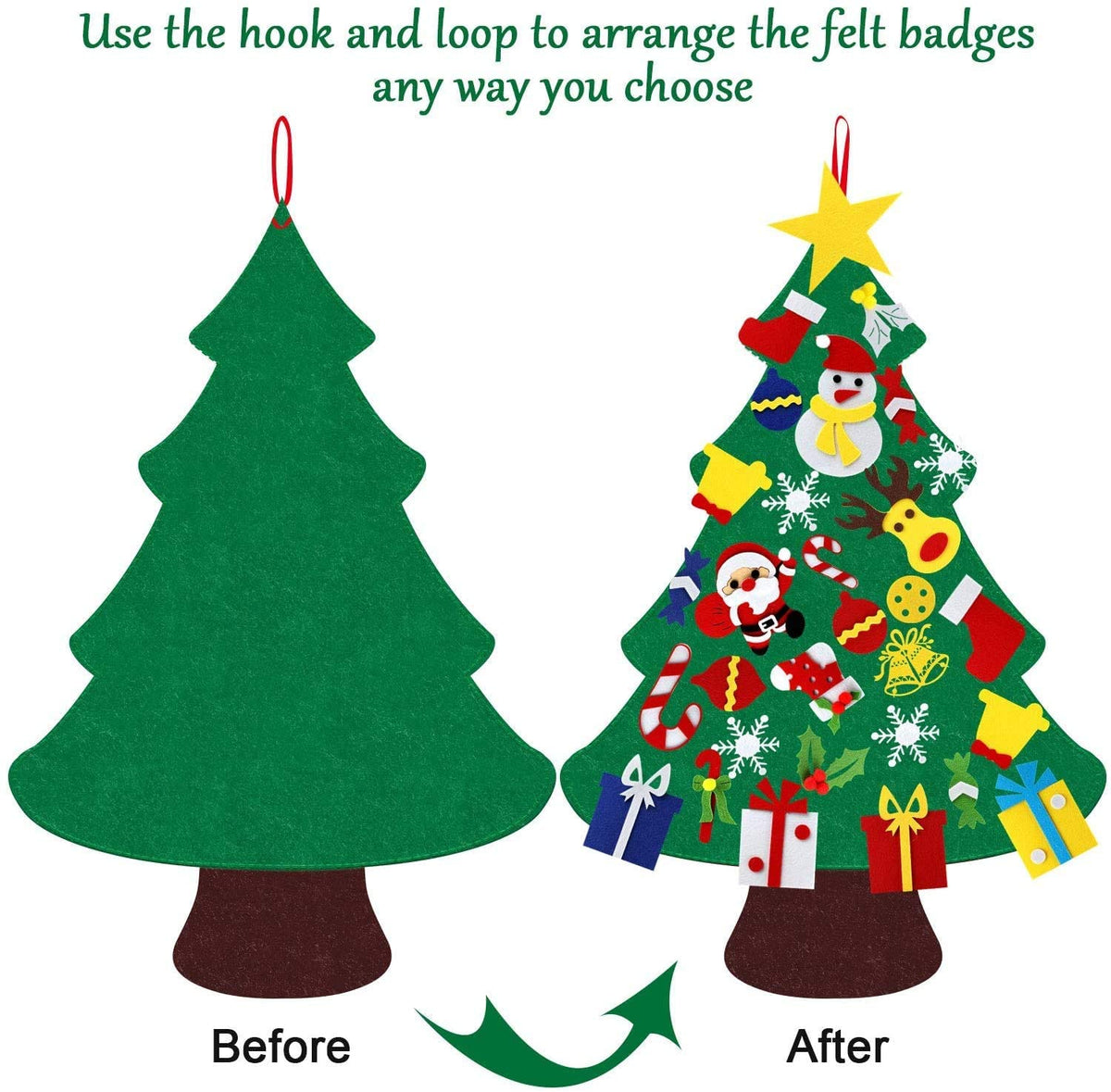 DIY Felt Christmas Tree with 30 Detachable Ornaments