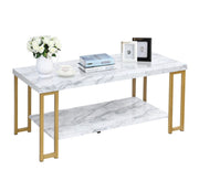 Rectangular Marble-Print Coffee Table