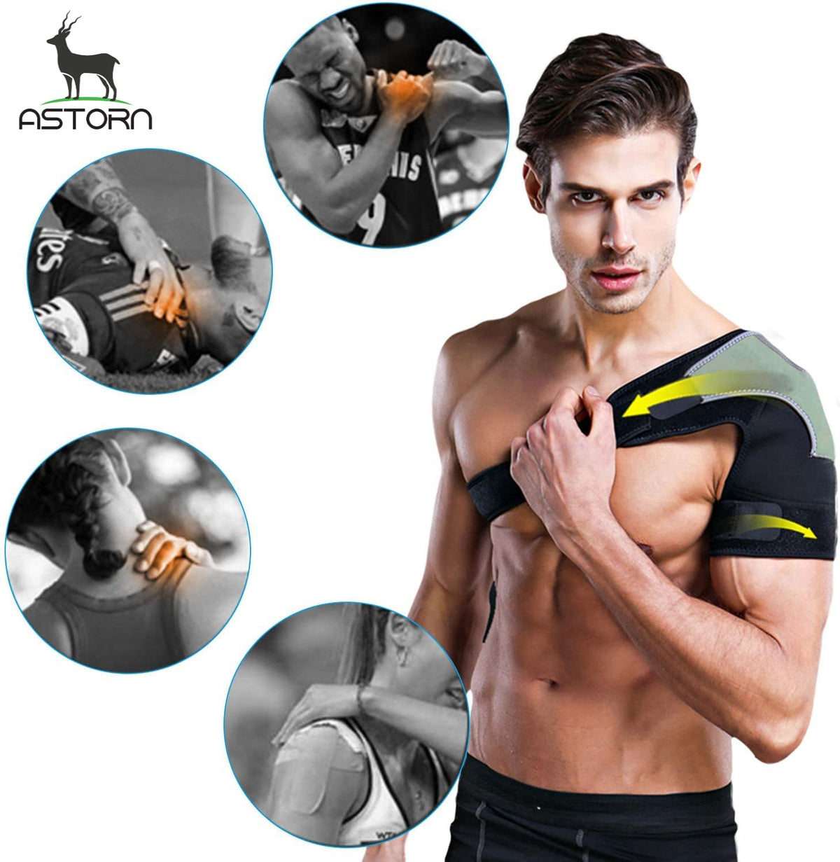 Shoulder Brace for AC Joint & Tendinitis | Shoulder Support for Pain Relief & Injury Prevention | Compression Shoulder Ice Pack | Single Shoulder Support Rotator Cuff Brace for Women & Men by Astorn