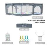 Baby Playpen, 200cm Extra-large Playpens Play Yard with 50 Balls Pit, 4x handlers, Baby Play Gates with Basket Net, Playards Fence for Toddler Babies with Breathable Mesh (200*160*66cm)