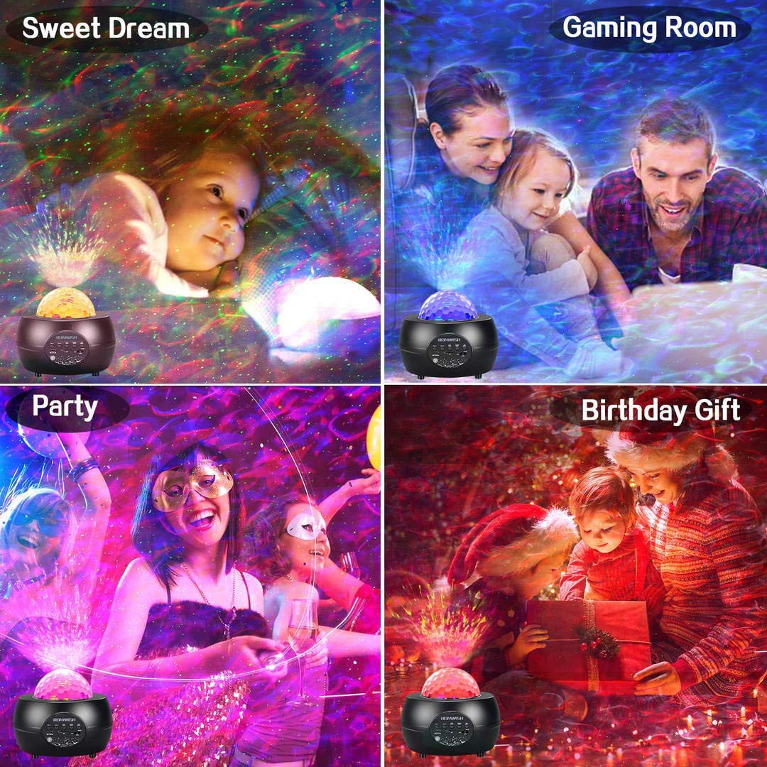 LED Galaxy Projector Light for Kids with Remote Control, Built-in Music Player & Timer Function