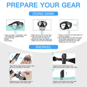 Snorkel Mask Snorkel Set Snorkeling Goggles Free Breath Dry Top Set Snorkeling Gear Anti-Fog and Anti-Leak 180 Degree Panoramic View Swimming Goggles Waterproof Durable Tempered Glass Mask for Adults