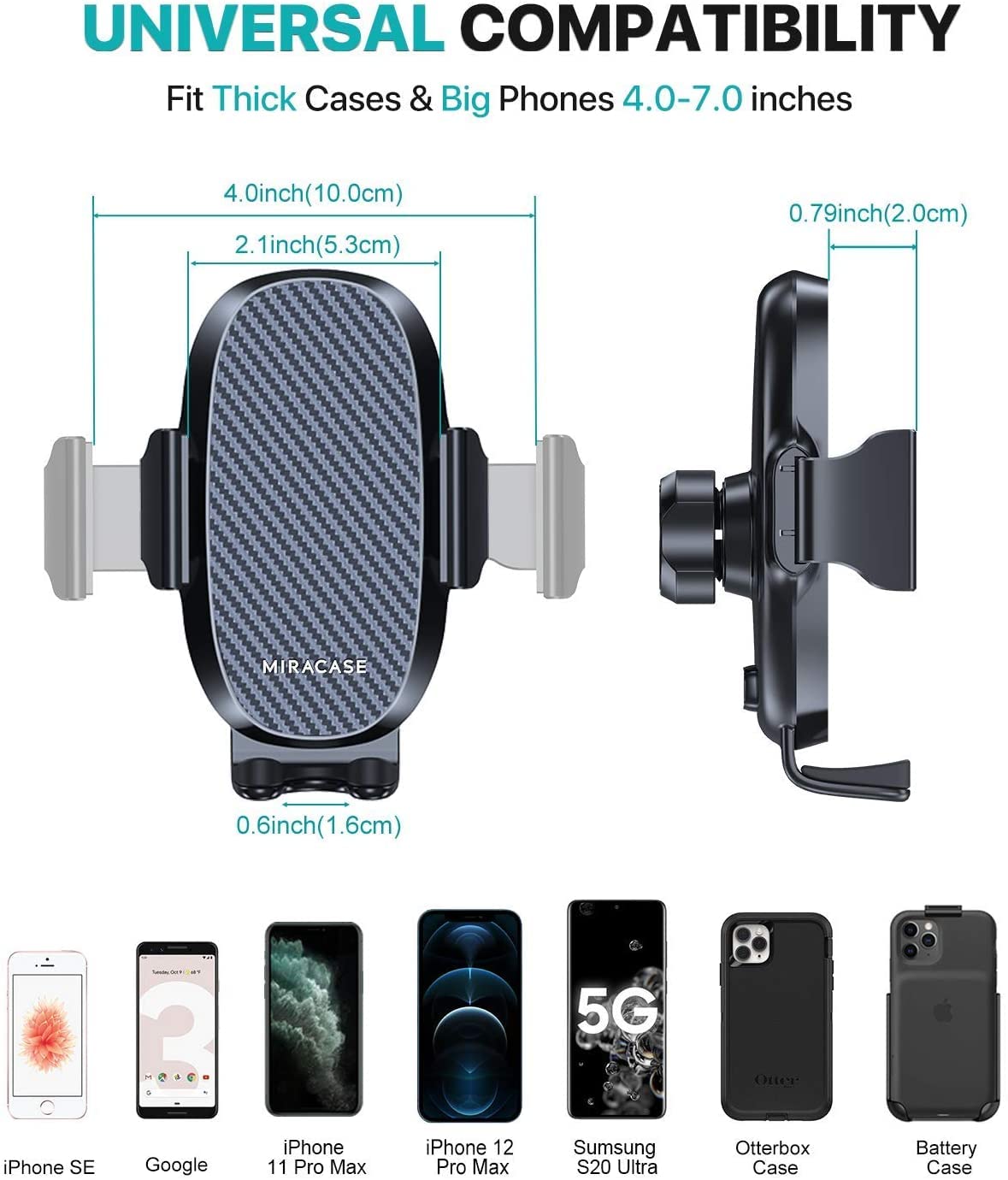 Miracase 3-Way Car Phone Holder – Dashboard, Windscreen & Vent