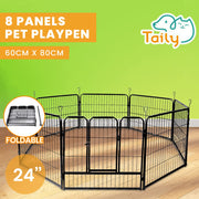 8-Panel Foldable Metal Pet Playpen with Gate