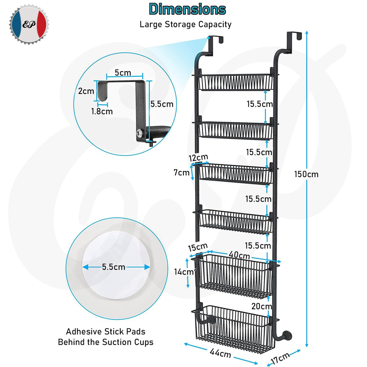 6-Tier Adjustable Over-Door Storage Organiser