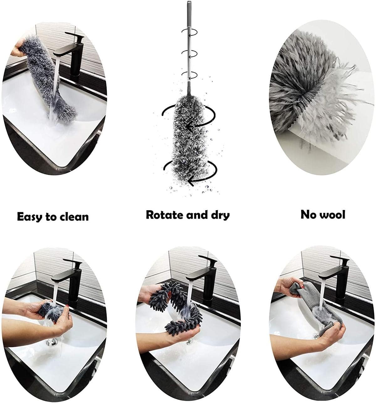 100-Inch Telescopic Microfibre Duster Set with 3 Heads