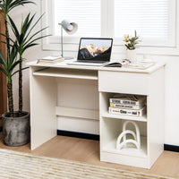 Computer Desk with Drawer, Keyboard Tray & Shelves