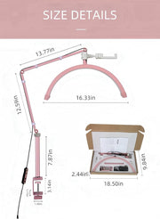 Led Half Moon Nail Desk Lamp,16inch Half Moon Lash Lamp for Lash Extensions,20W Eyelash Light Half Moon with 3 Color Dimmable,Beauty Desk Lamp with Phone Holder for Skincare Beauty Salon (Pink)