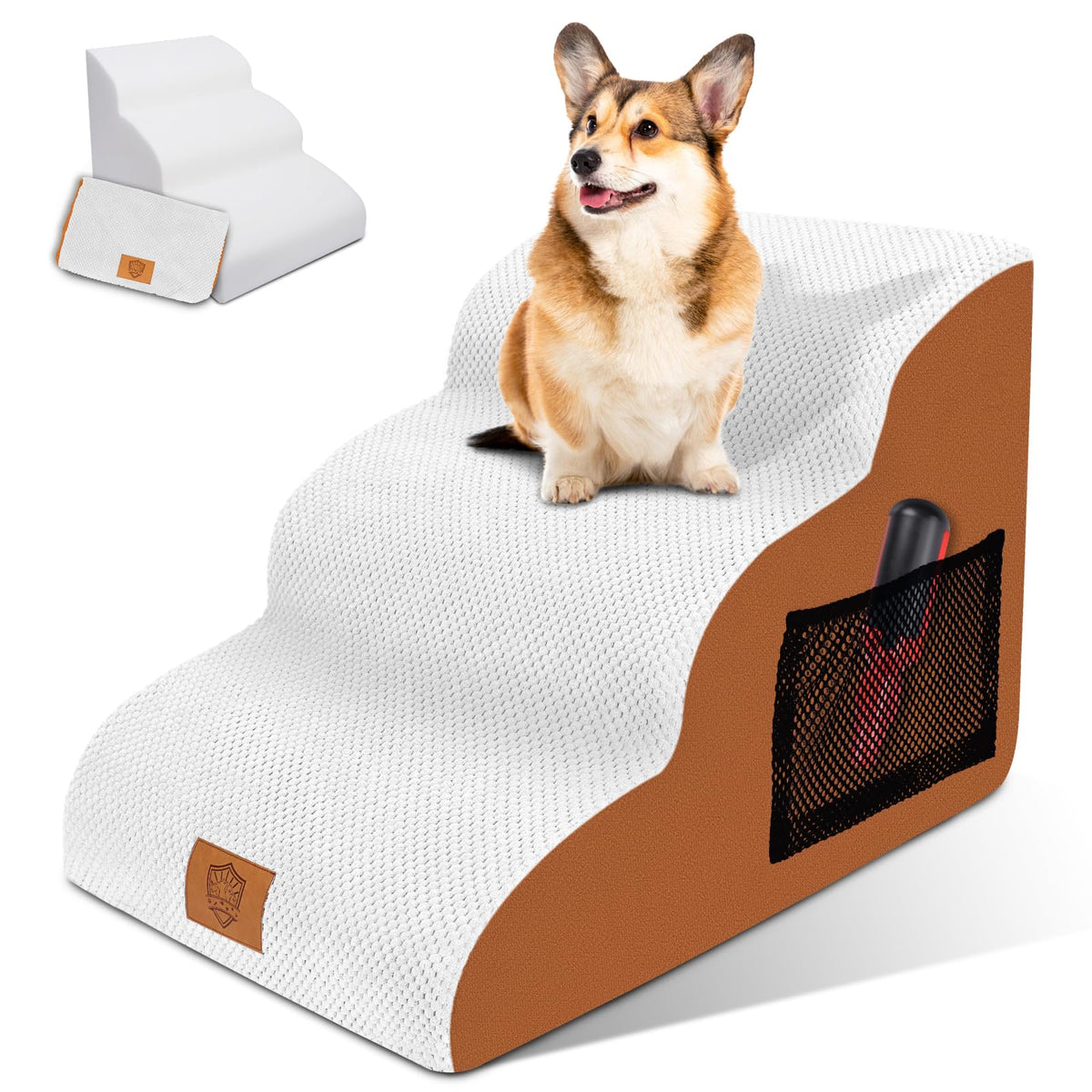 3-Tier High-Density Foam Pet Stairs with Washable Cover