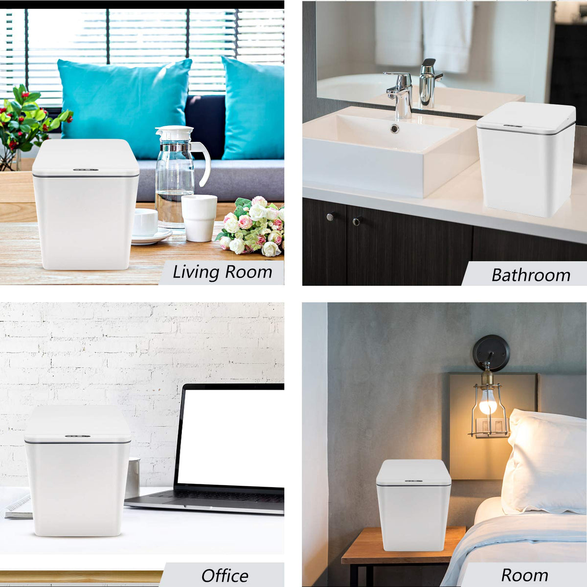 1.5 Gal Touchless Small Trash Can for Desk, Automatic Mini Garbage Can for Coffee Table/Laundry Countertop/Vanity Top, Smart Sensor Car Trash Can with Lid , Cute Waste Bin for Office/Kitchen/Bathroom