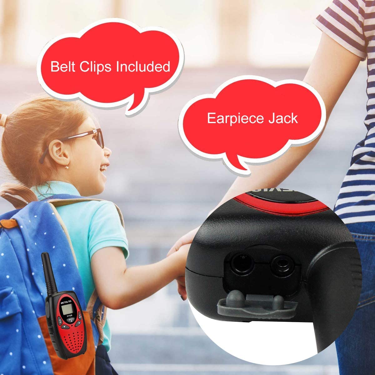 Retevis RT628 Kids Walkie Talkies 8 Channel FRS Toy for Kids Uhf FRS 2 Way Radio Toy(Red, 2 Pack)