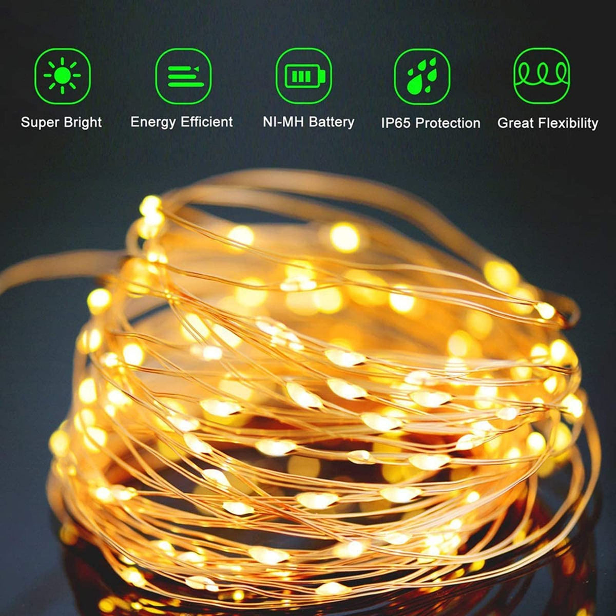 20m Solar Fairy Lights with 200 LEDs – 2 Pack