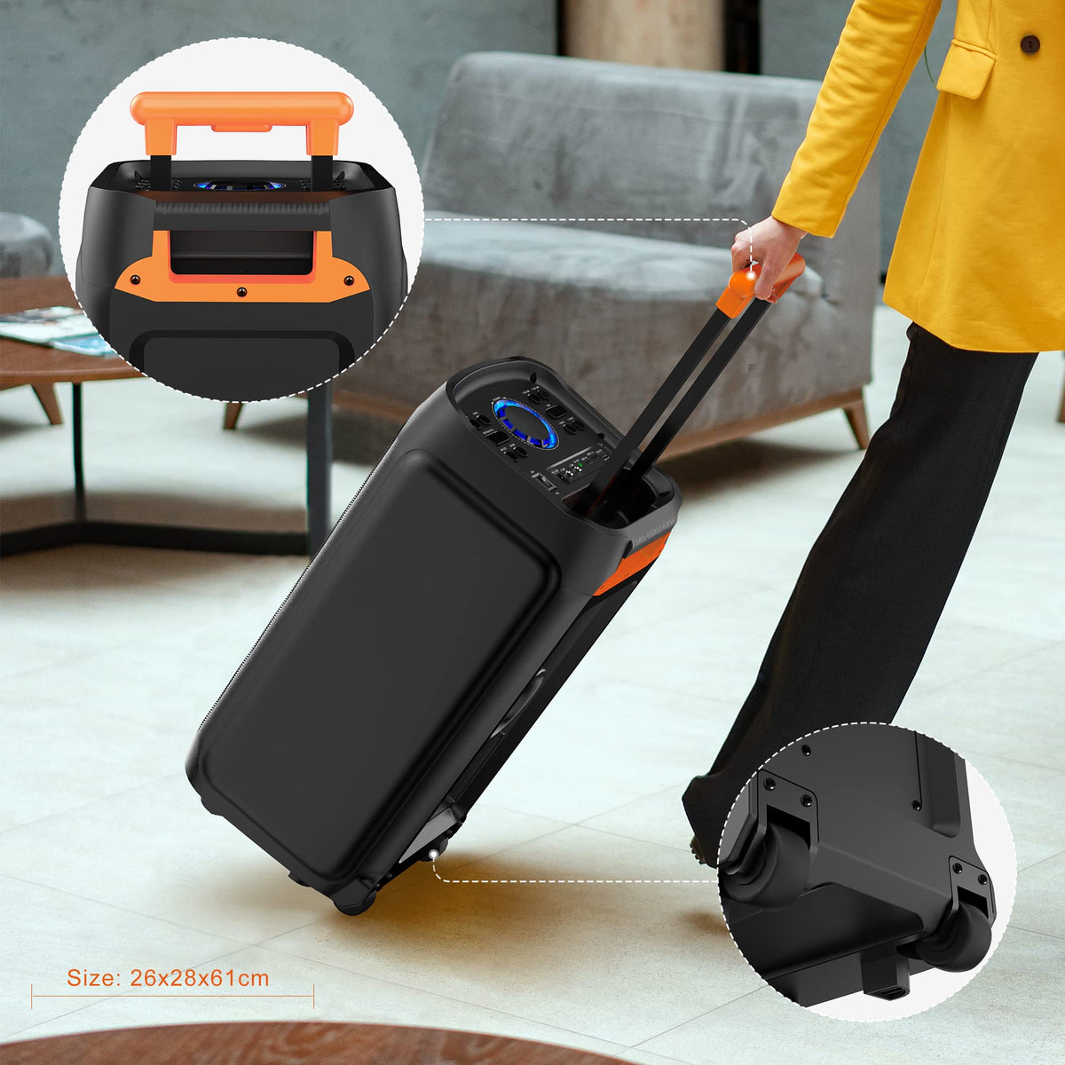 JYX T9 Dual 8-Inch Trolley Karaoke Speaker with 2 Microphones
