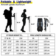 Collapsible Aluminium Trekking Poles with All-Terrain Tip Kit