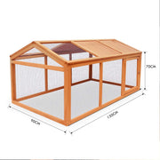 Fir-Wood & Wire Small-Animal Hutch with Covered Run – 150 × 90 × 70 cm