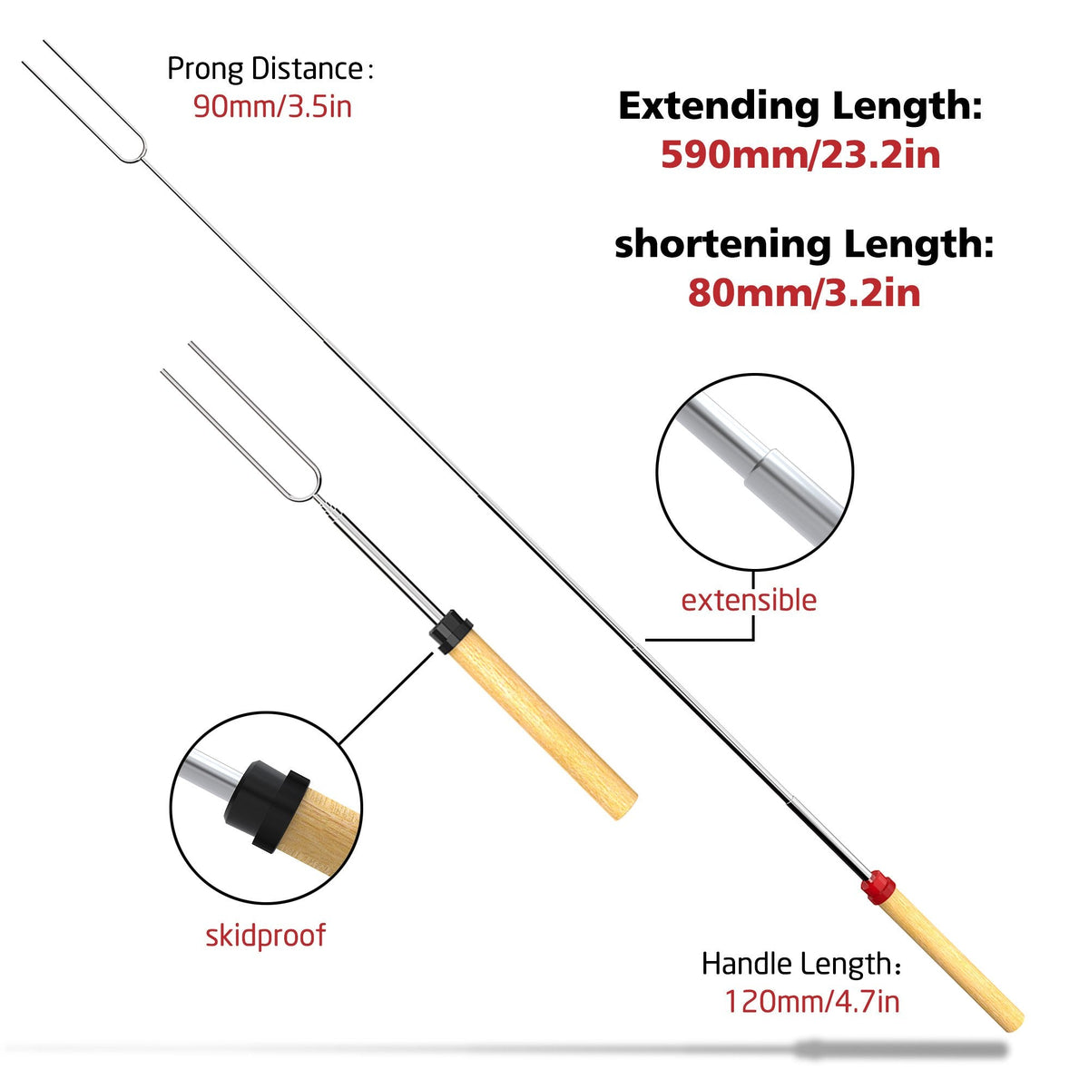 Marshmallow Roasting Stick, Splaks Marshmallow 8 Roasting Sticks 32 Inch Telescoping Extendable Roasting Sticks for BBQ Camping Campfire Grill Outdoor(Pack of 8 Sticks)