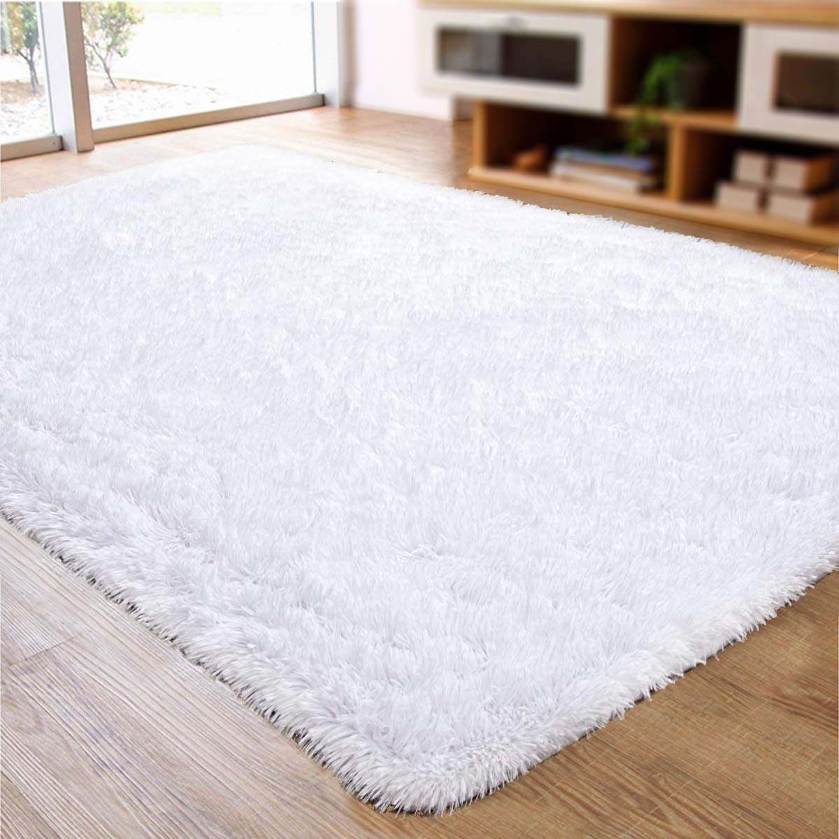 150 × 245 cm White Silky Shag Area Rug