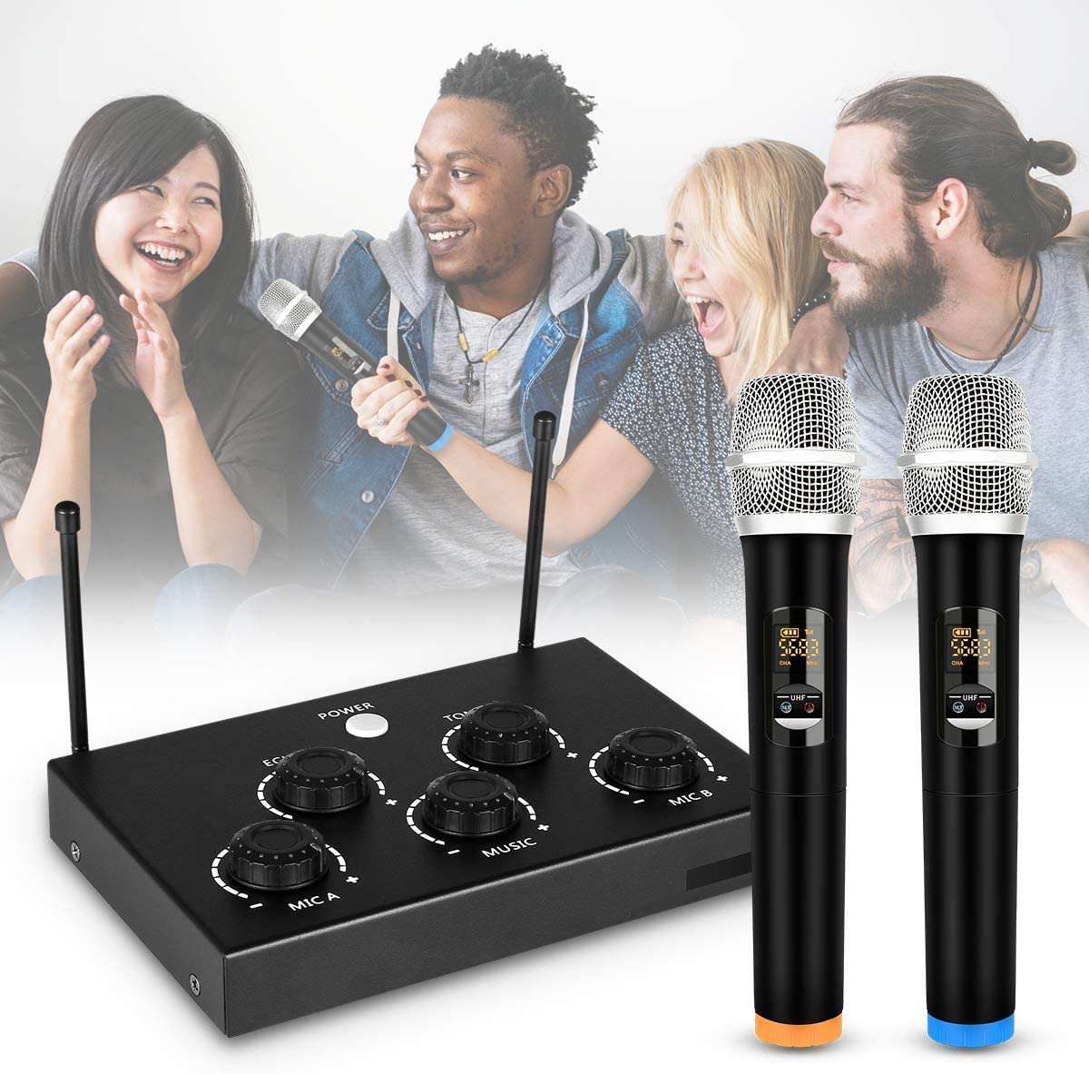 Rybozen Dual UHF Karaoke Mixer with Optical, Coaxial & AUX