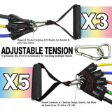 Exercise Resistance Bands with Handles - 5 Fitness Workout Bands Stackable up to 110 - 150 lbs, Training Tubes with Large Handles, Ankle Straps, Door Anchor Attachment, Carry Bag