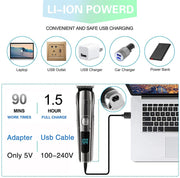 Beard Trimmer, Cordless Hair Clippers Hair Trimmer for Men, Waterproof Body Mustache Nose Ear Facial Cutting Groomer, Electric Shaver All in 1 Grooming Kit, USB Rechargeable & LED Display