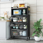 5-Tier Black Rolling Baker’s Rack with Hooks