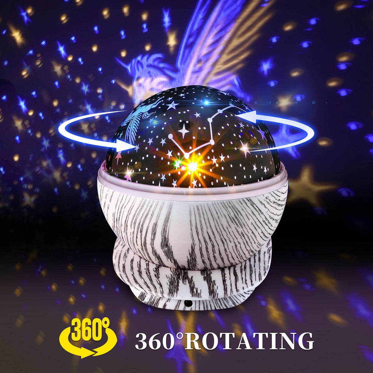 Rotating LED Star Projector Night Light with Music & Remote