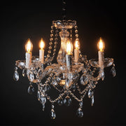 Modern Crystal Chandelier 5 Lights Candle Farmhouse Pendant Light Fixture L48xW48cm Luxury Glass Ceiling Lights Vintage Chandeliers for Dining Room Living Room Kitchen Bedroom Bulbs Included