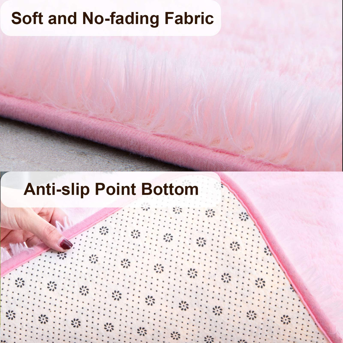 150 × 245 cm Pink Plush Shag Area Rug
