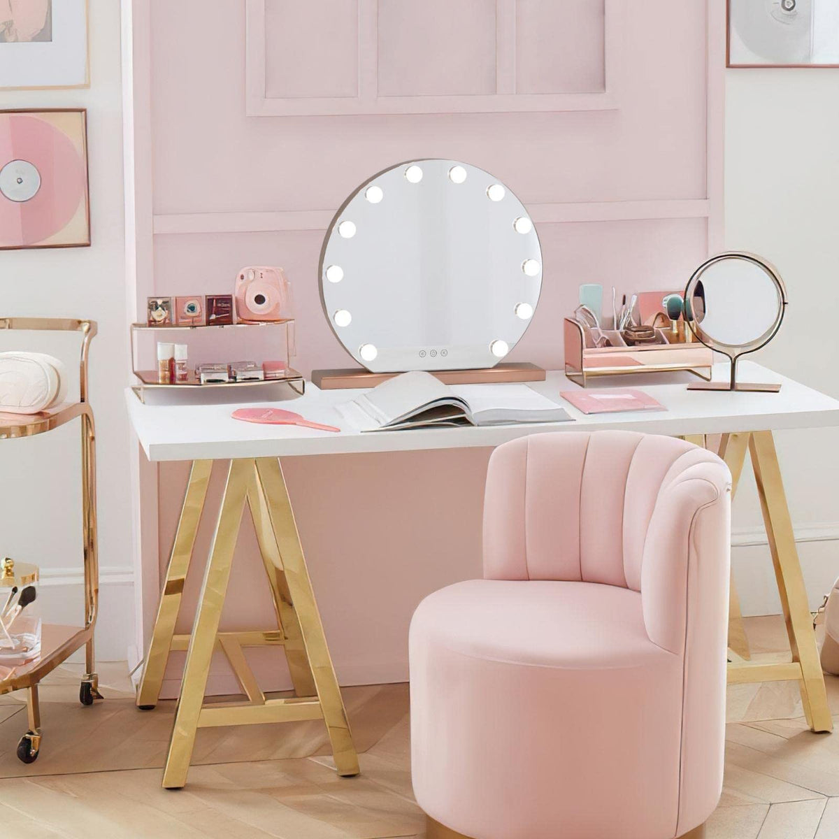YOKUKINA 20-Inch Hollywood Vanity Mirror with 12 LEDs – Gold