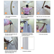 140 cm Wall-Mounted Curved Fitting-Room Curtain Set