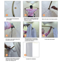 140 cm Wall-Mounted Curved Fitting-Room Curtain Set