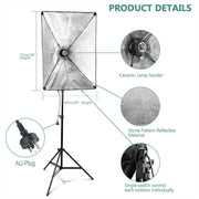3-Softbox Continuous Lighting Kit with Boom Arm
