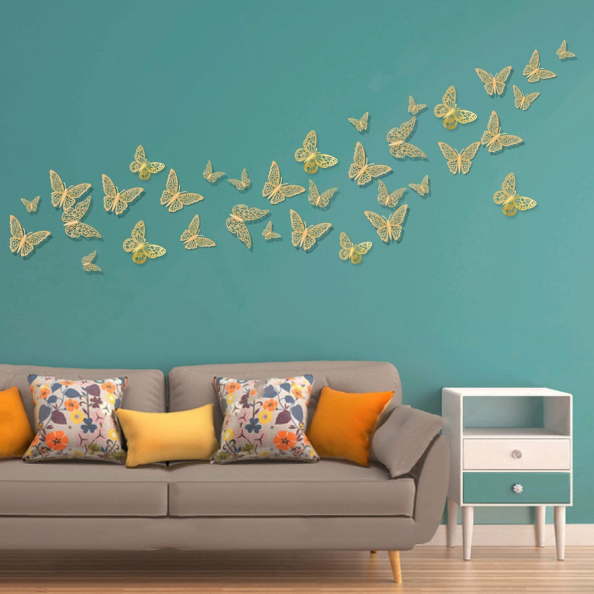 72-Piece Gold 3D Butterfly Wall Décor Set