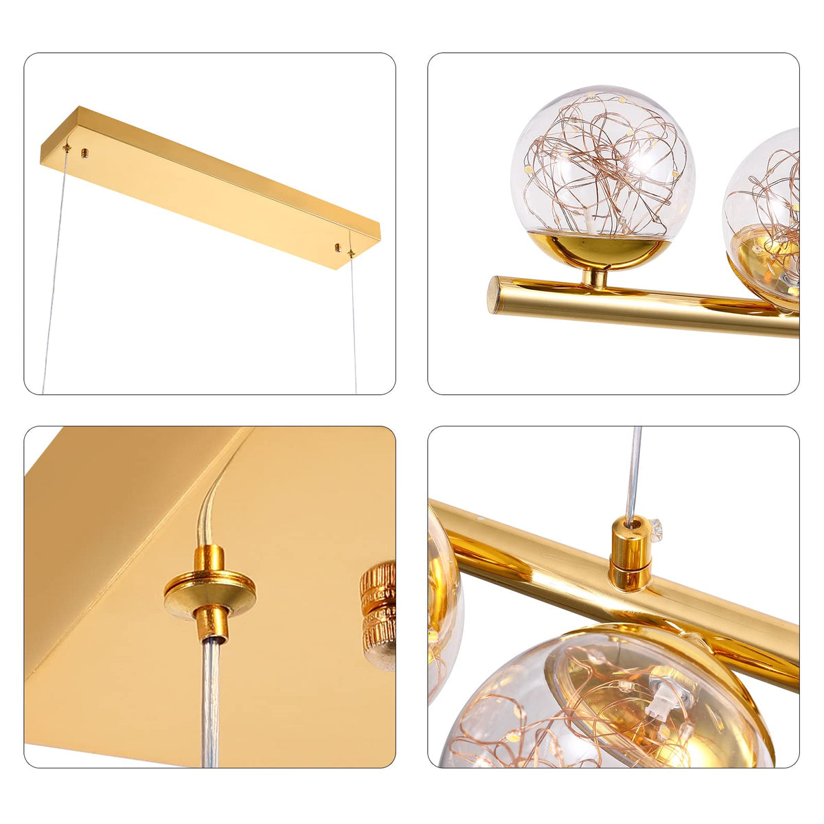 Modern Sputnik Chandelier 12 Lights LED Clear Glass Globe Pendant Light Dimmable LED Chandeliers Ceiling Light Gold Brass Chandeliers for Kitchen Island Dining Room Living Room