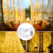 300-LED Warm-White USB Curtain Lights with Remote & Timer