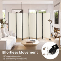 334.5 × 172 cm 6-Panel Rolling Room Divider – 4 Colours