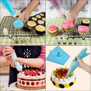 Cake Decorating Supplies Kit for Beginners, Set of 137, Baking Pastry Tools, 1 Turntable stand-55 Numbered Icing Tips with Pattern Chart, Angled Spatula, 8 Russian Piping nozzles-Baking Tools