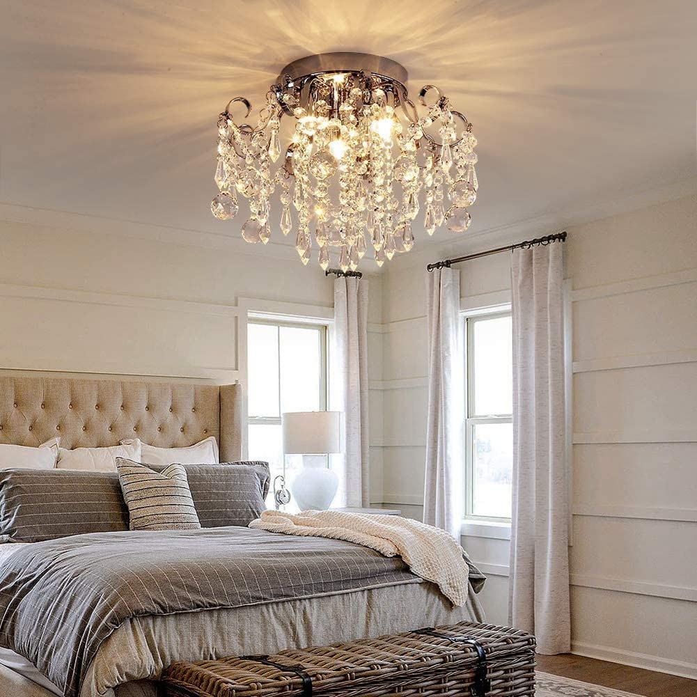 Pendant Lamp European Style Crystal Ceiling Small Chandelier Modern Minimalist Porch Aisle Corridor Restaurant Light, Silver