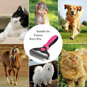 Double-Sided Pet Undercoat & Dematting Rake – Blue or Pink