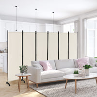 334.5 × 172 cm 6-Panel Rolling Room Divider – 4 Colours