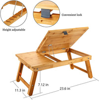 Foldable Bamboo Laptop & Breakfast Tray with Tilting Top & Drawer