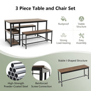 3-Piece Dining Set with Wine Rack & Glass Holder