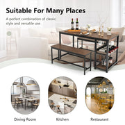 3-Piece Dining Set with Wine Rack & Glass Holder