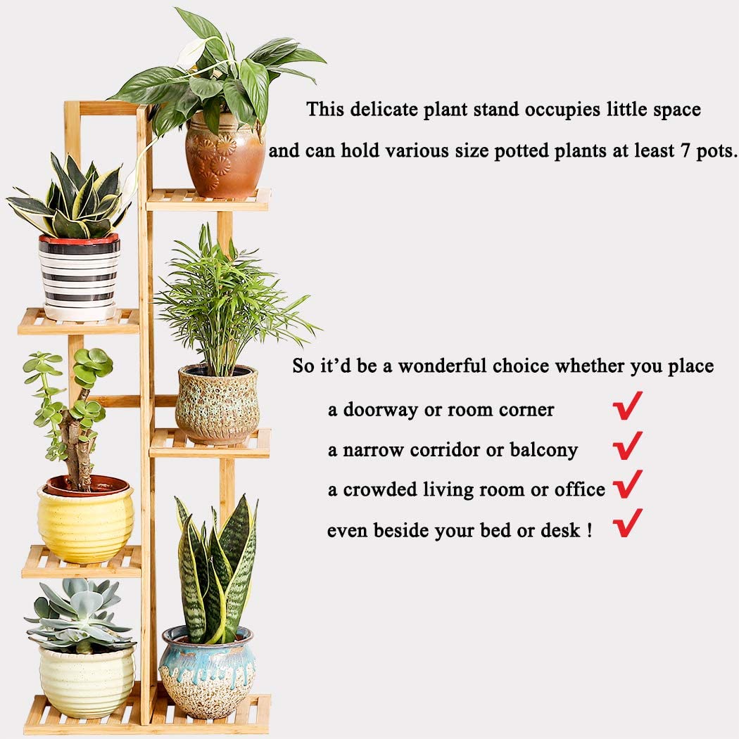 Bamboo 5 Tier 6 Potted Plant Stand