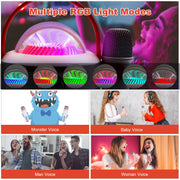 AURTEC White Portable Karaoke Speaker with 2 Wireless Microphones