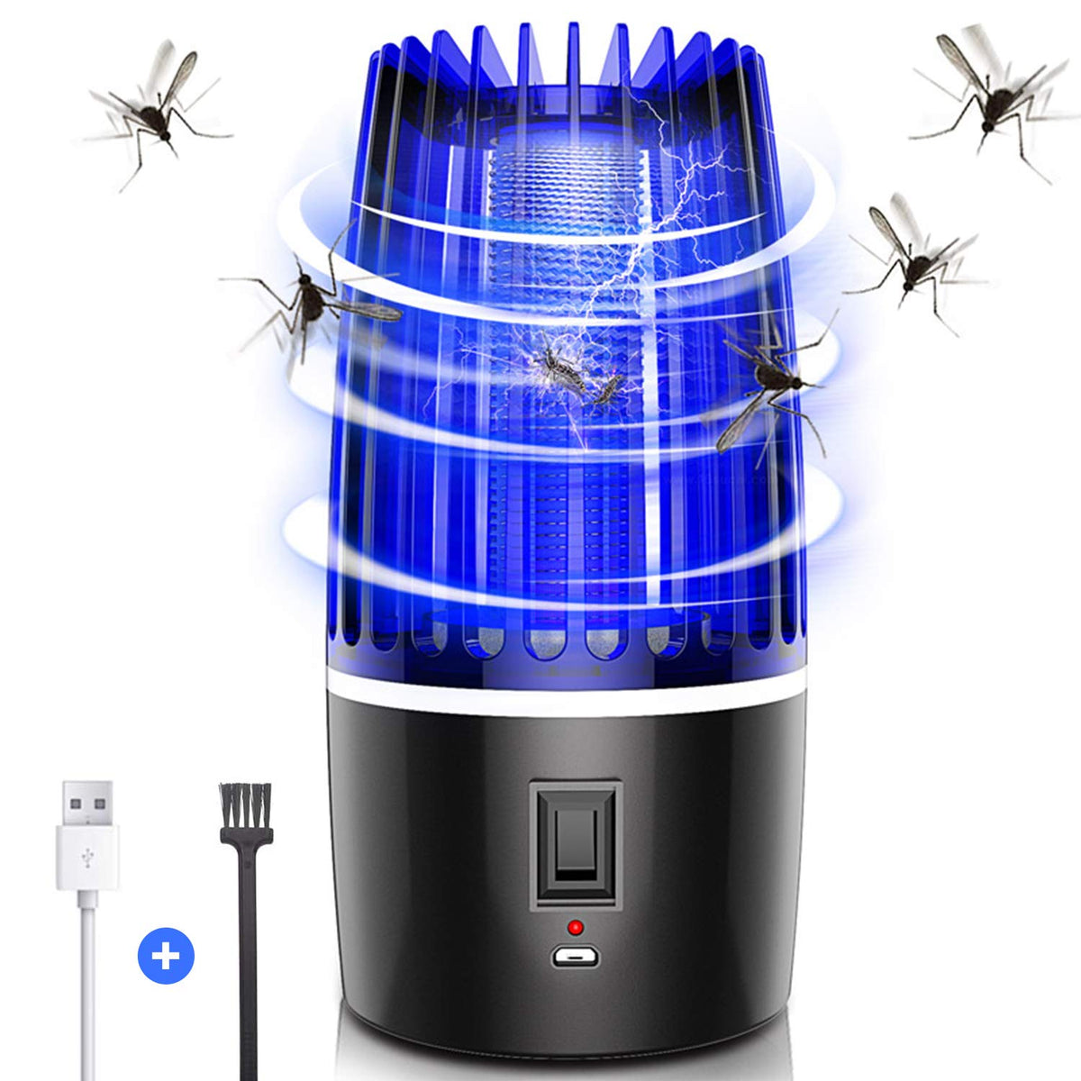 Mosquito Fly Killer Lamp, Portable Night Light USB Rechargeable Mosquito Killer Insect Repellent, (Black)