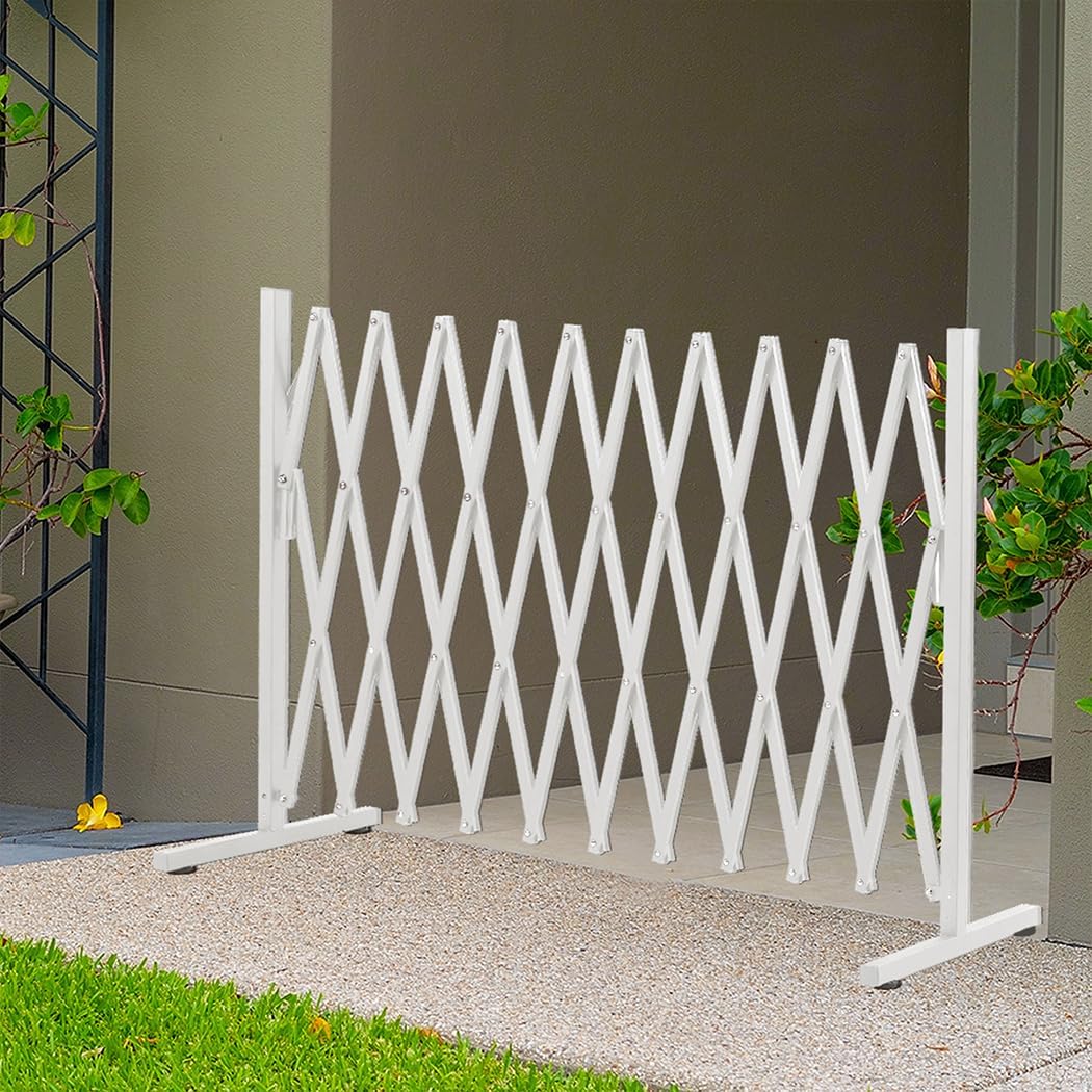 White Expandable Metal Barrier Fence for Indoor or Outdoor Use