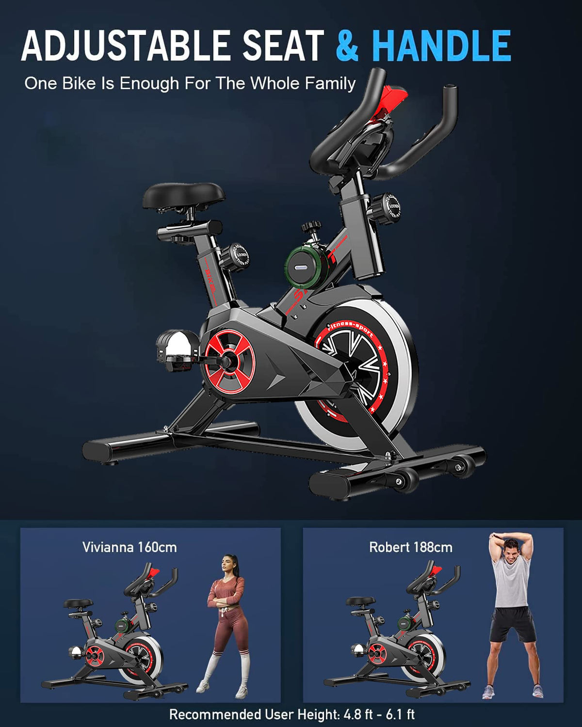 Belt-Drive Indoor Exercise Bike with 9 lb Flywheel
