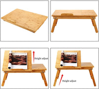 Foldable Bamboo Laptop & Breakfast Tray with Tilting Top & Drawer