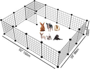 16-Panel Modular Wire Small-Animal Pen – Black